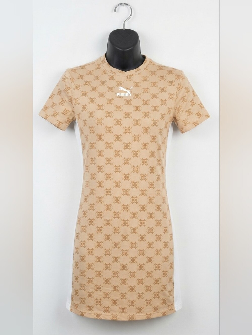 PUMA Trendsetter Stretch Cotton T-shirt Dress In Light Sand